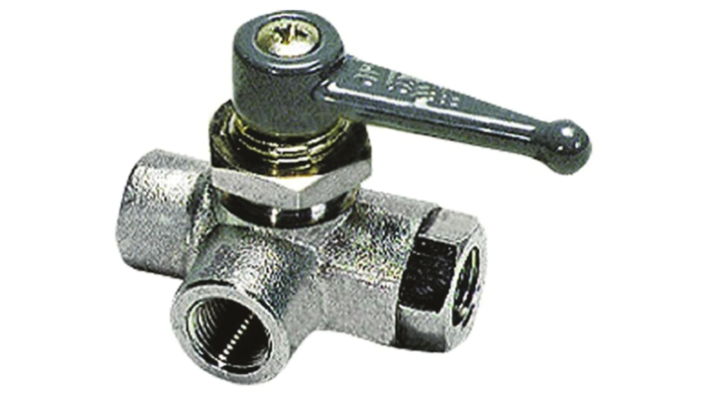 Legris Nickel Plated Brass 3 Way, Ball Valve, BSPP 1/4in, 40bar Operating Pressure