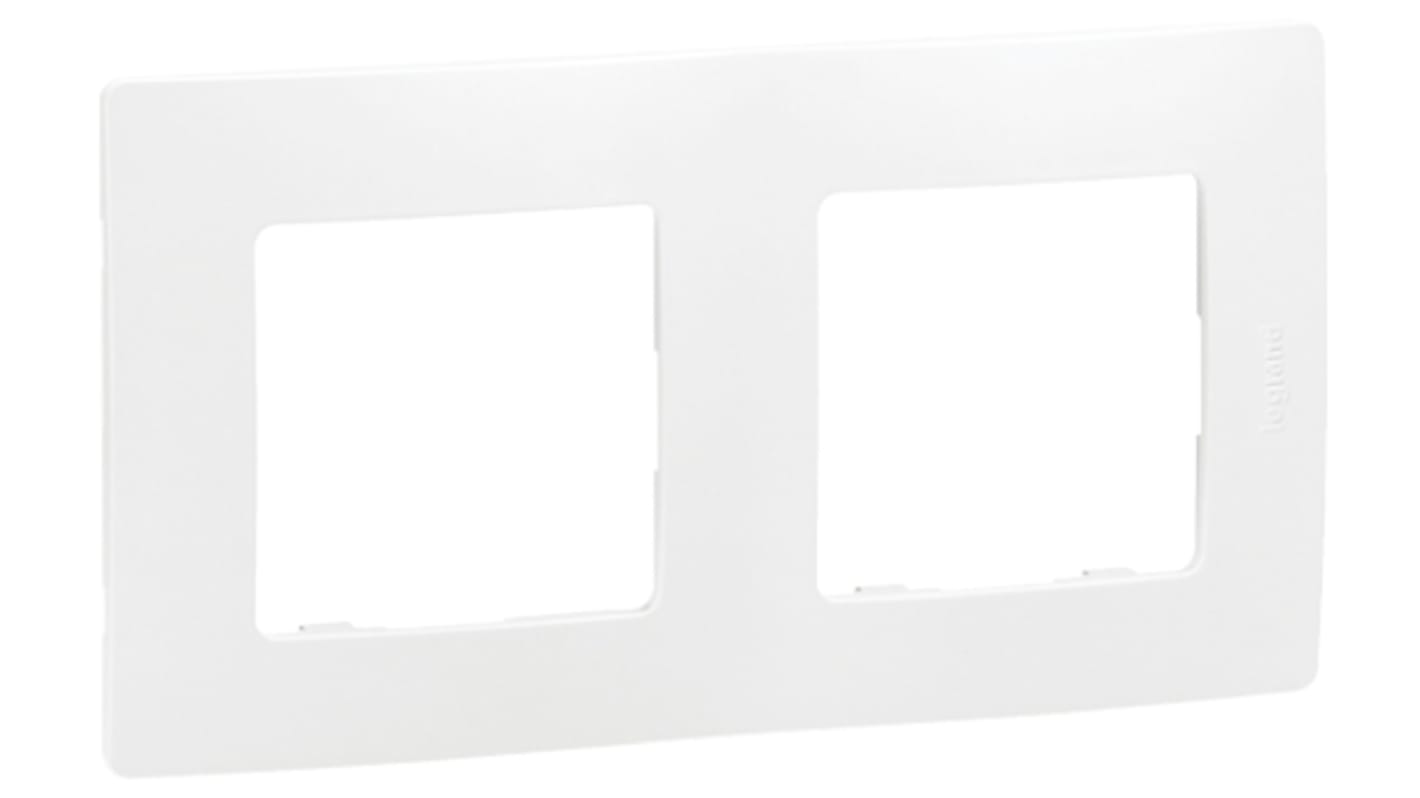 Placca anteriore Legrand in Plastica, 2 moduli, col. Bianco