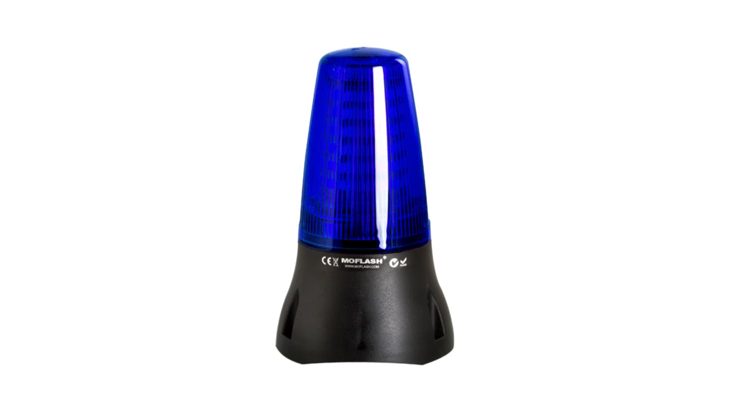 Moflash LEDA125 Series Blue Buzzer Beacon, 230 V ac, IP65, Base Mount, 90dB at 1 Metre