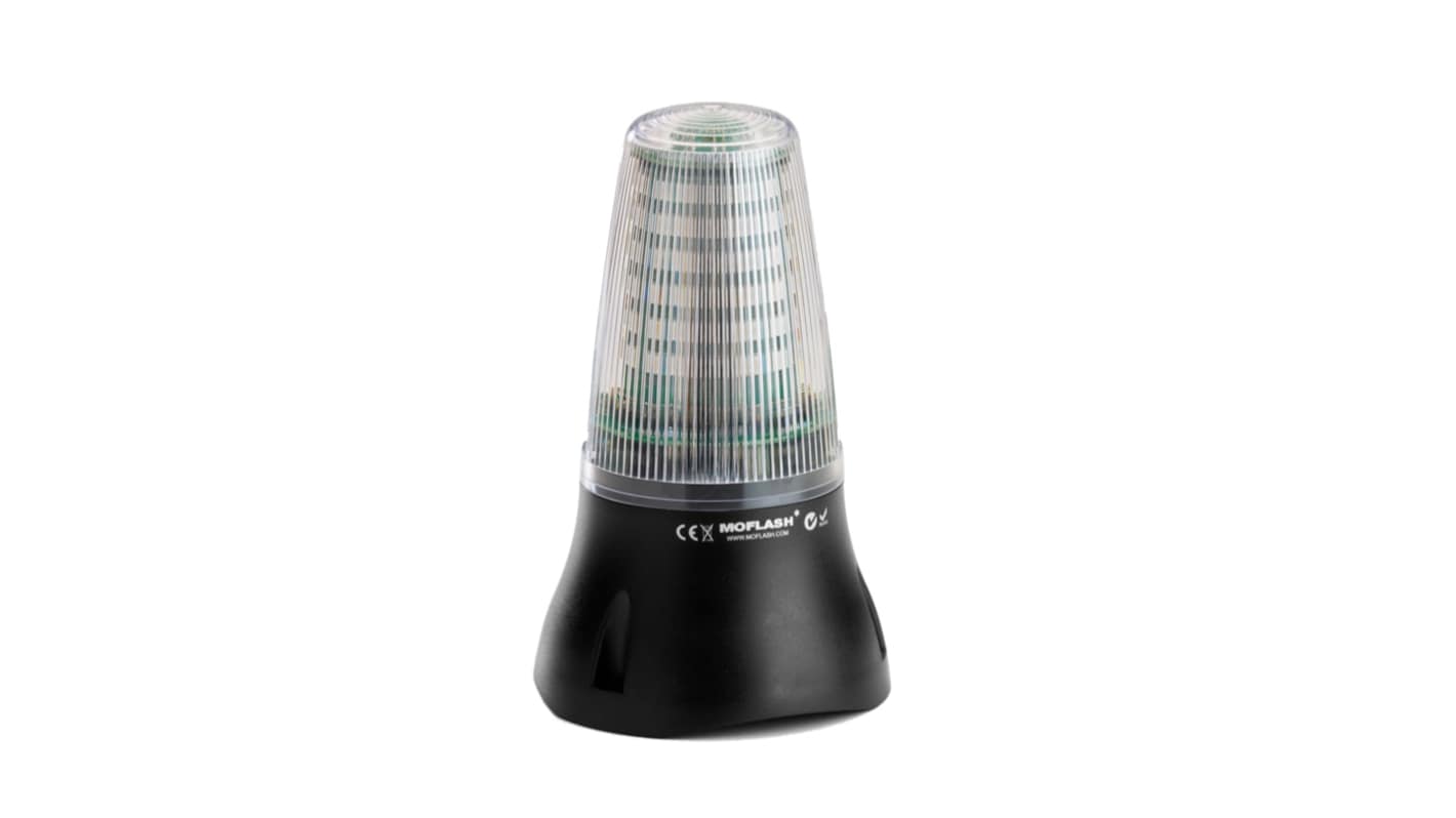 Moflash LEDA125 Series White Buzzer Beacon, 230 V ac, IP65, Base Mount, 90dB at 1 Metre