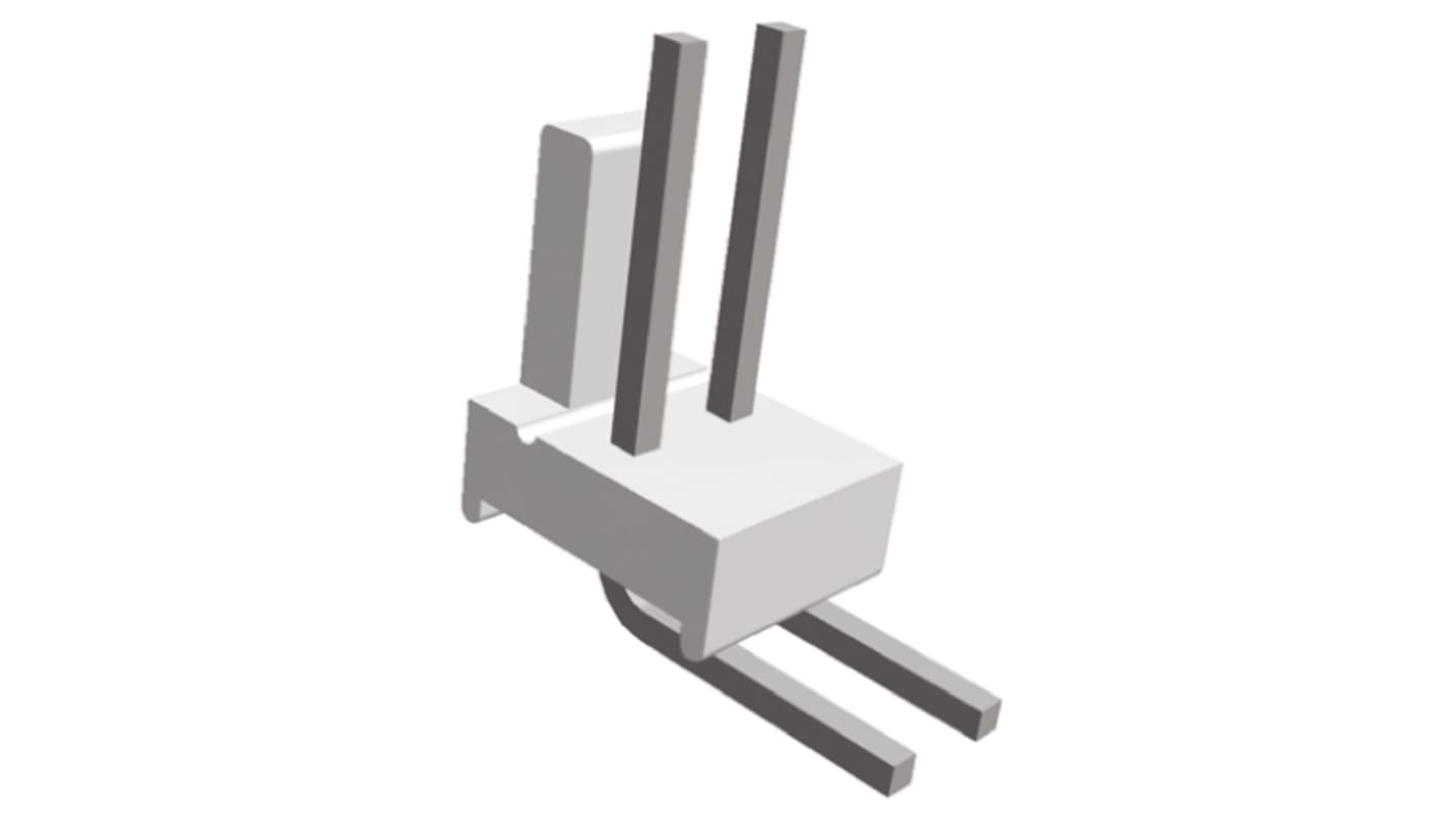 Regleta de pines Ángulo de 90° TE Connectivity serie MTA-100 de 2 vías, 1 fila, paso 2.54mm, para soldar, Montaje en