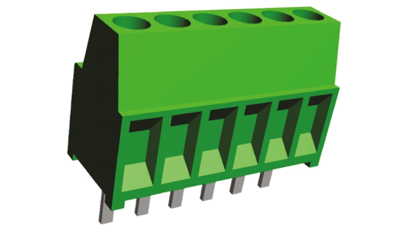 TE Connectivity Buchanan Series PCB Terminal Block, 6-Contact, 2.54mm Pitch, Through Hole Mount, 1-Row, Solder