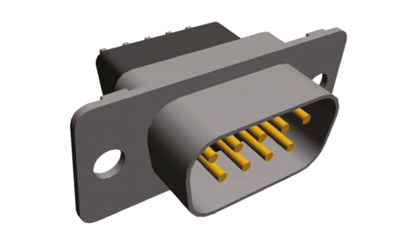 TE Connectivity Amplimite HD-20 9 Way Through Hole D-sub Connector Plug, 2.743mm Pitch, with 3.05 mounting hole