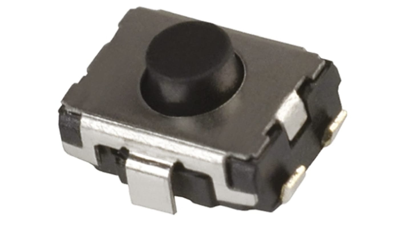 Black Push Plate Tactile Switch, SPST 20 mA 2.5mm