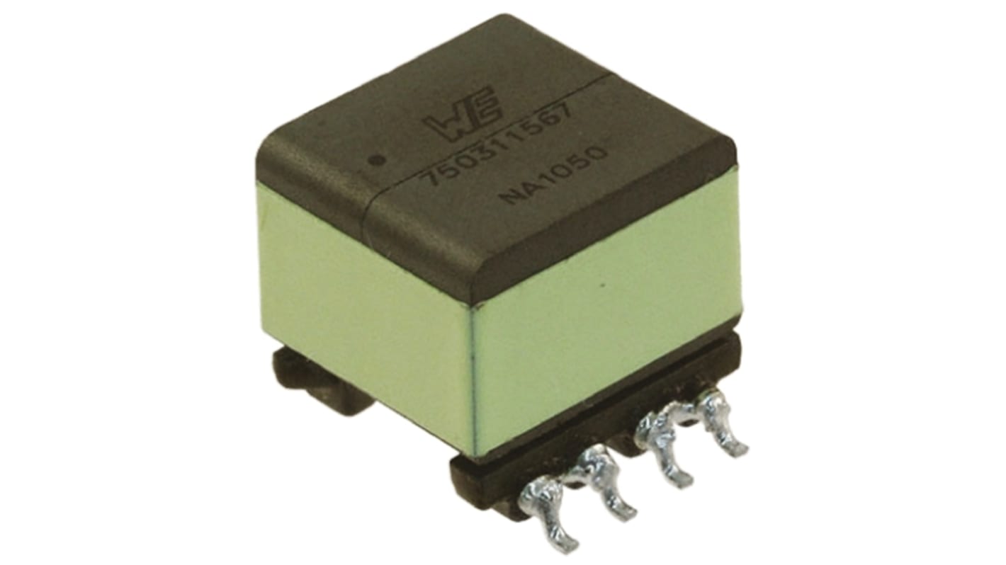 Wurth Elektronik Surface Mount Pulse Transformer 2:1 Turns Ratio, 7μH Prim. Inductance, 0.07Ω Prim. Resistance