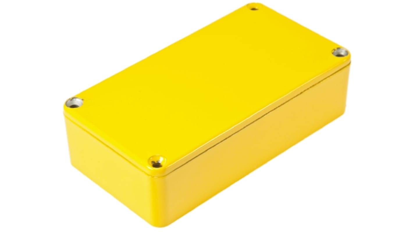 Caja Hammond de Aluminio Presofundido Amarillo, 119.5 x 94 x 34mm, IP54, Apantallada
