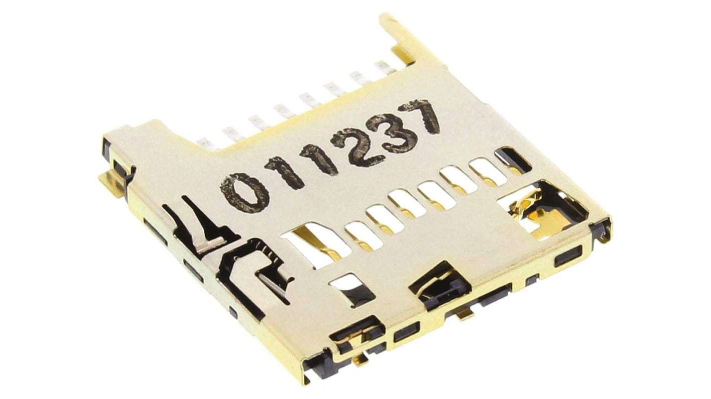 Molex MicroSD卡槽, 公插, 8p, 1.1mm间距, 焊接端接, SMT安装, 直向, 503398系列