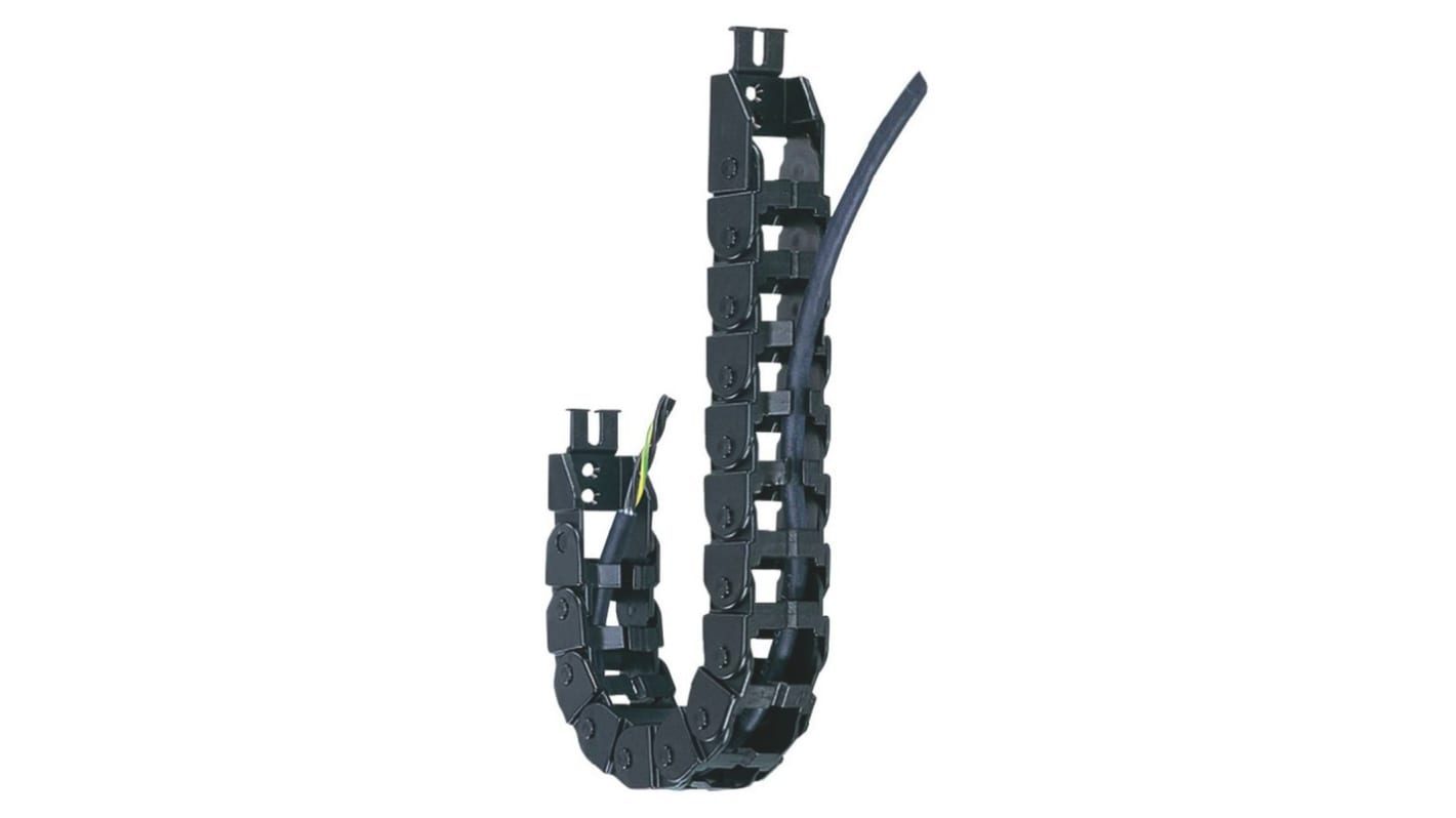 Chaîne porte-câbles Igus E14, e-chain, Longueur 1m, Largeur 37 mm, Profondeur 25mm, en Igumid NB Noir