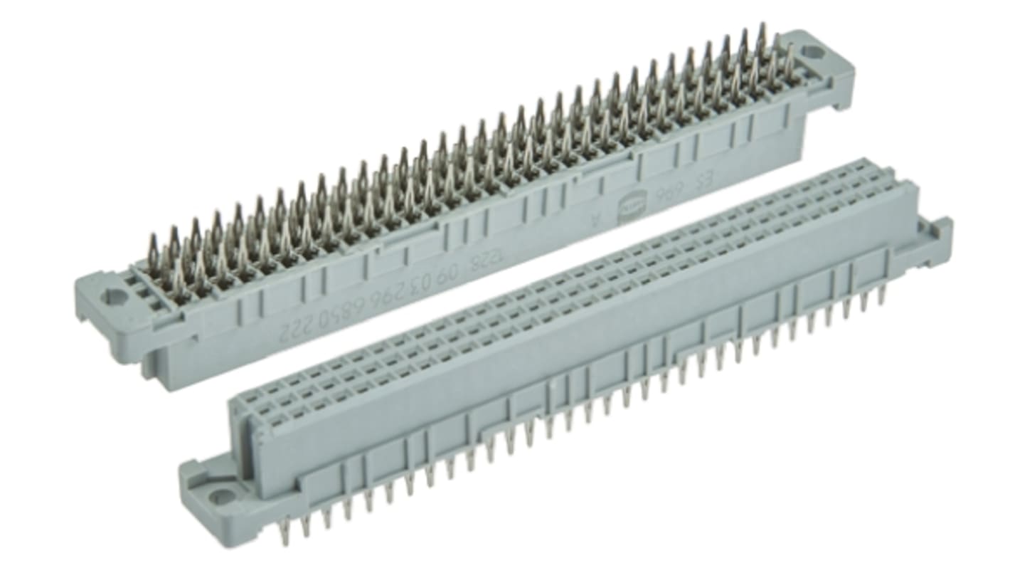 HARTING Négyszögletű csatlakozó DIN 41612 sorozat, távolság: 2.54mm, 96 érintkező, Egyenes, Nő