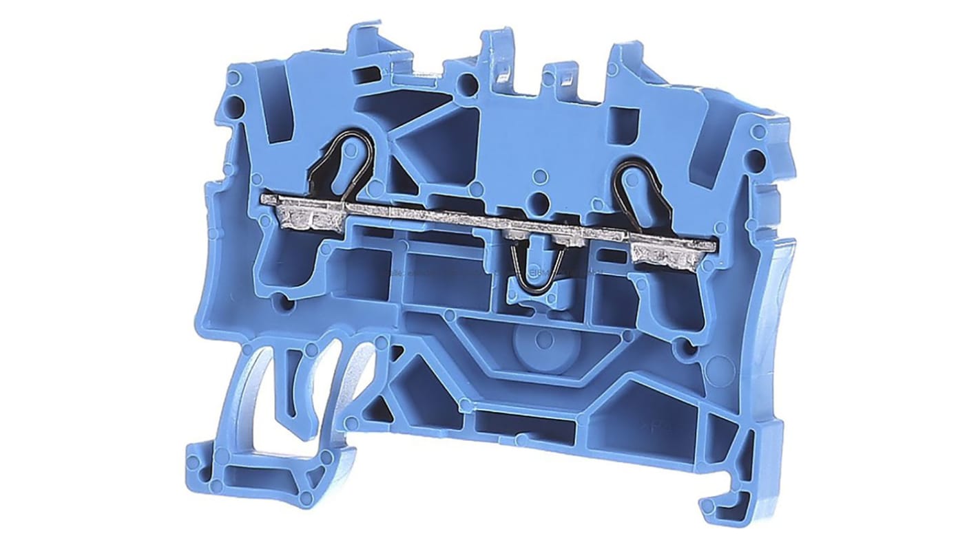 WAGO 2002-1204 TOPJOB S, 2002 Series Blue, 2.5mm², Single-Level, Push-In Cage Clamp Termination, ATEX, IECEx