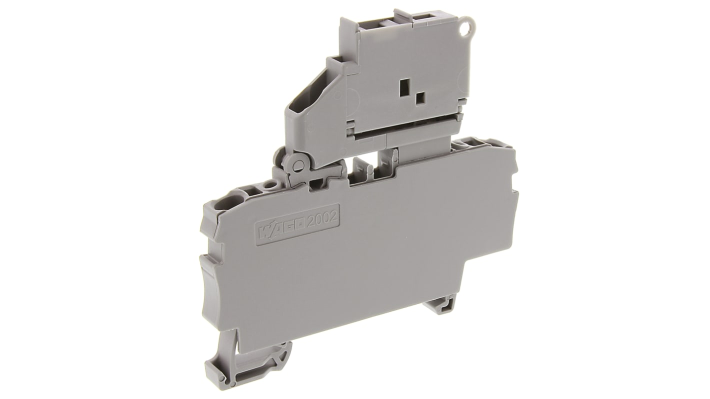 WAGO 2002 Series Grey Fuse Terminal Block, 2.5mm², 1-Level, Push-In Cage Clamp Termination, Fused, ATEX