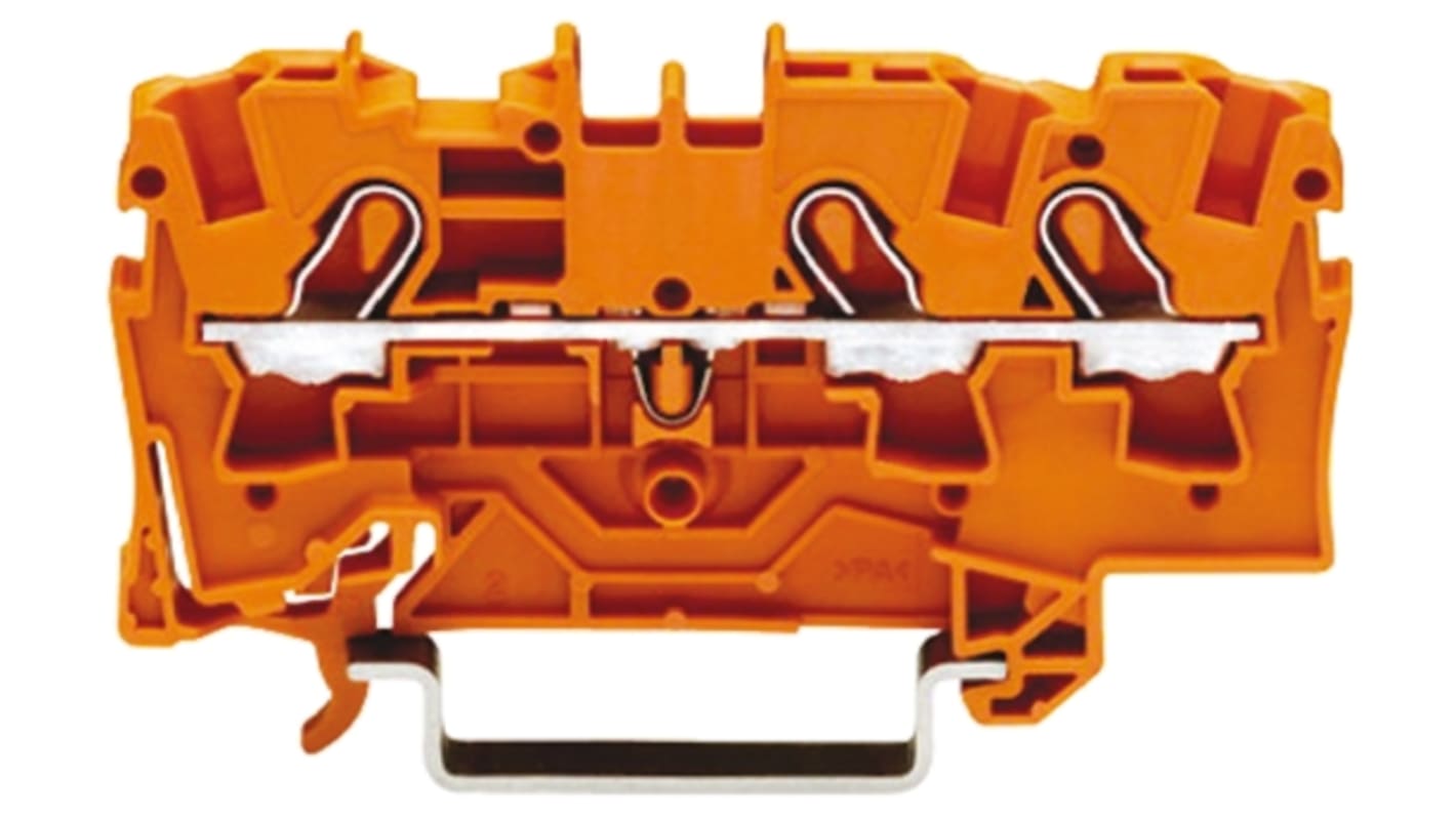 Morsettiera per guida DIN WAGO, Arancione, livello Singolo, , 32A