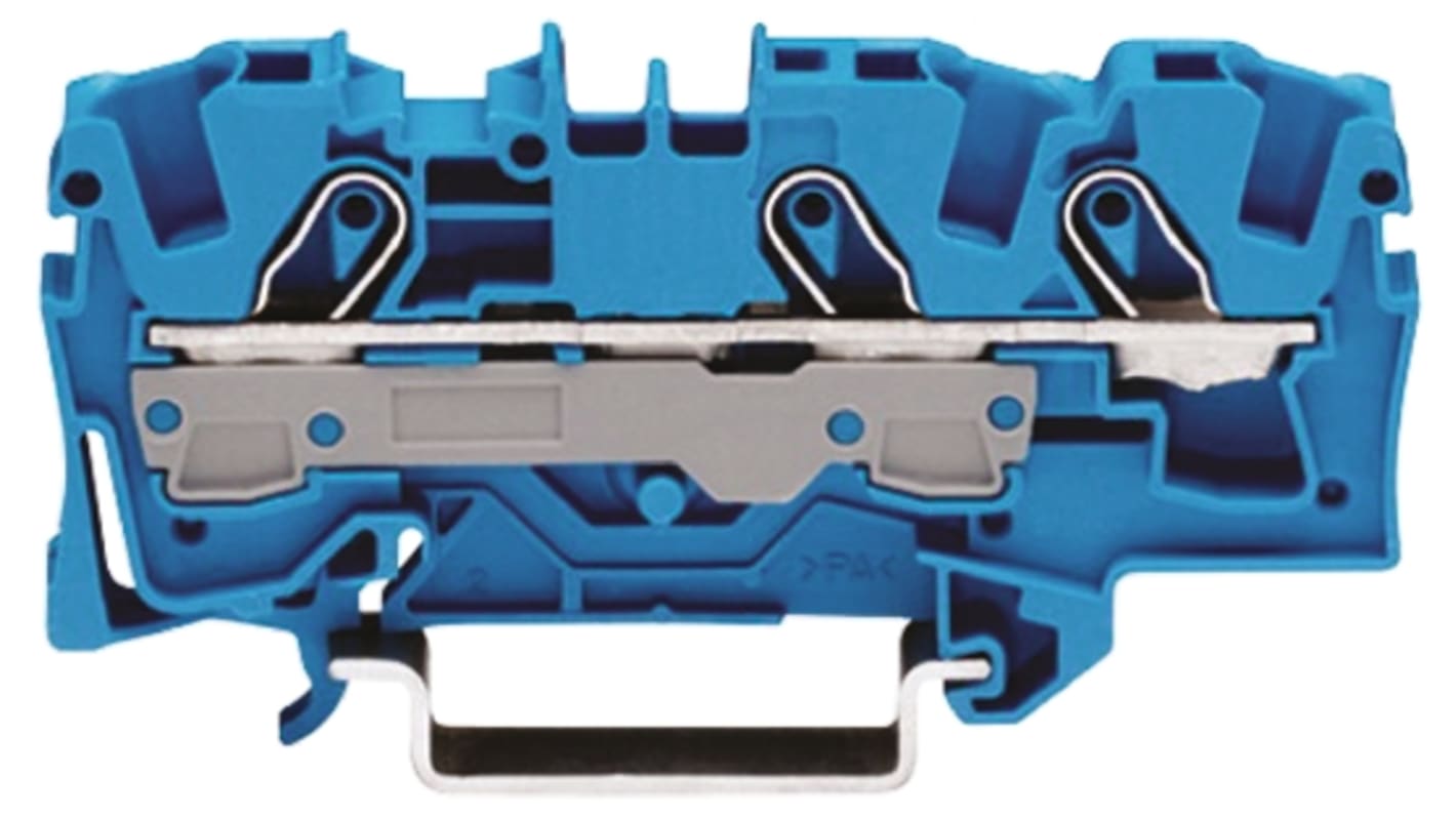 WAGO 2006-1304 TOPJOB S, 2006 Series Blue, 6mm², Single-Level, Push-In Cage Clamp Termination, ATEX, IECEx