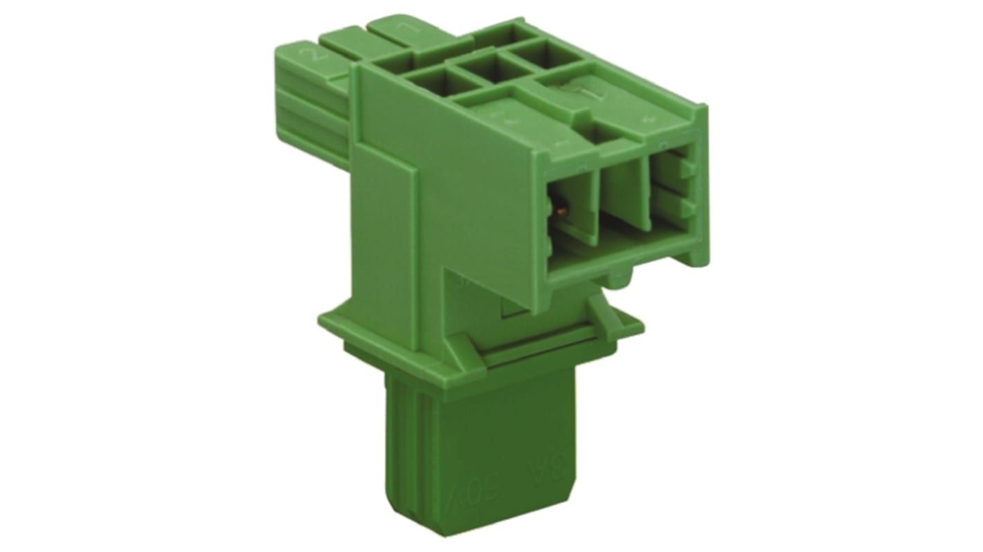 WAGO Distribution Block, 2-Pole, Female, Male, 2-Way, 3A