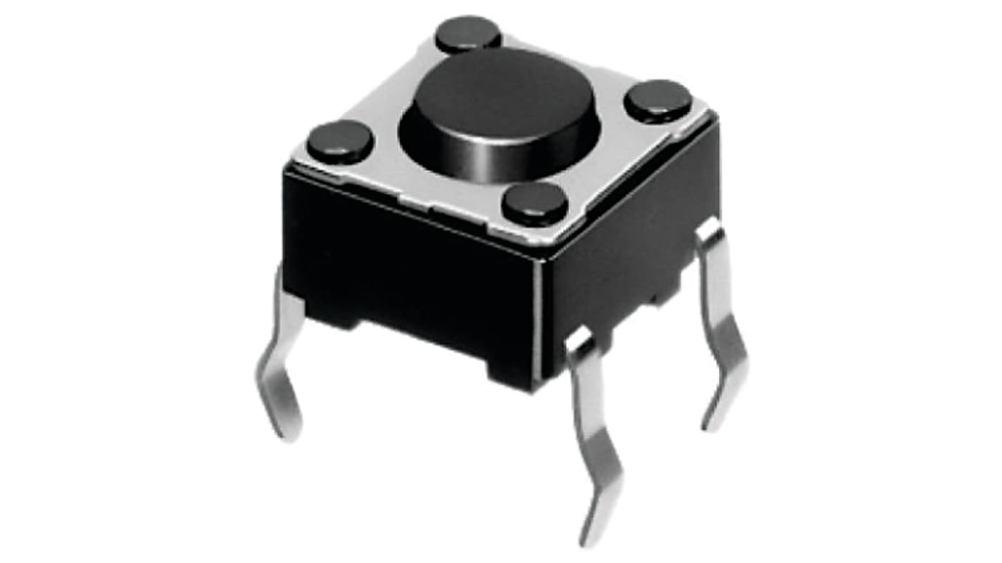 8888 Black Button Tactile Switch, SPST 50 mA @ 12 V dc 3.5mm