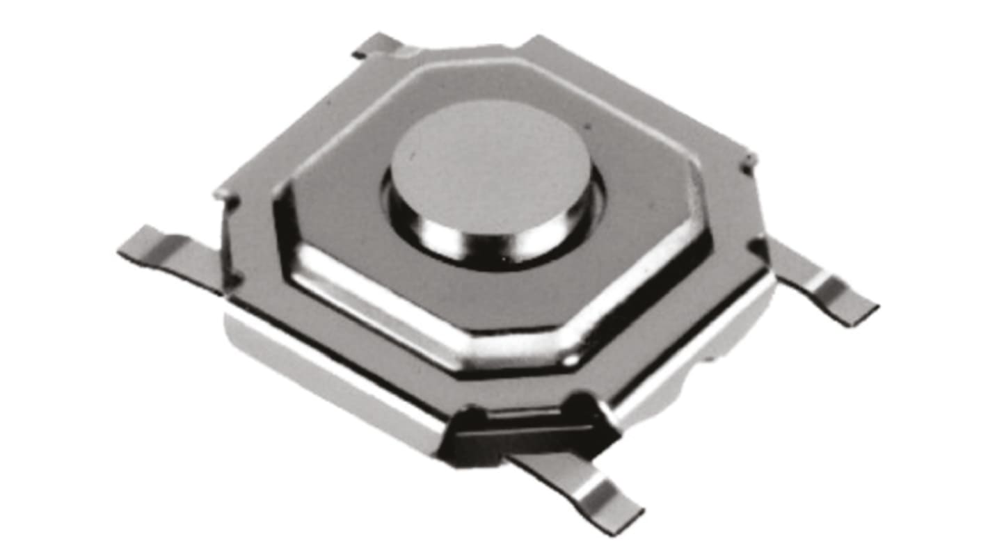 Alps Alpine 轻触开关, 表面安装, 表面端接, SPST, 5.2 x 5.2mm