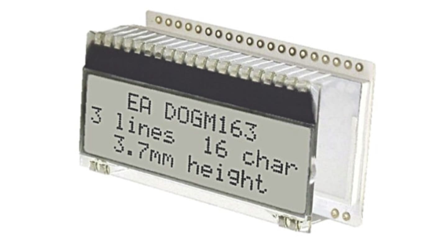 Display monocromatico LCD Display Visions, Alfanumerico, 3x16 caratteri, interfaccia 4 bit, 8 bit, SPI