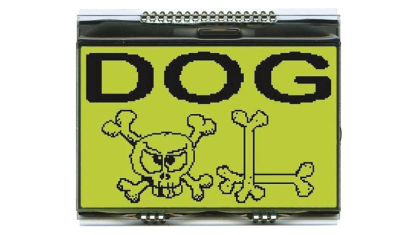 Display Visions EA DOGXL160E-7 Graphic LCD Display, Yellow-Green on Black, Transmissive