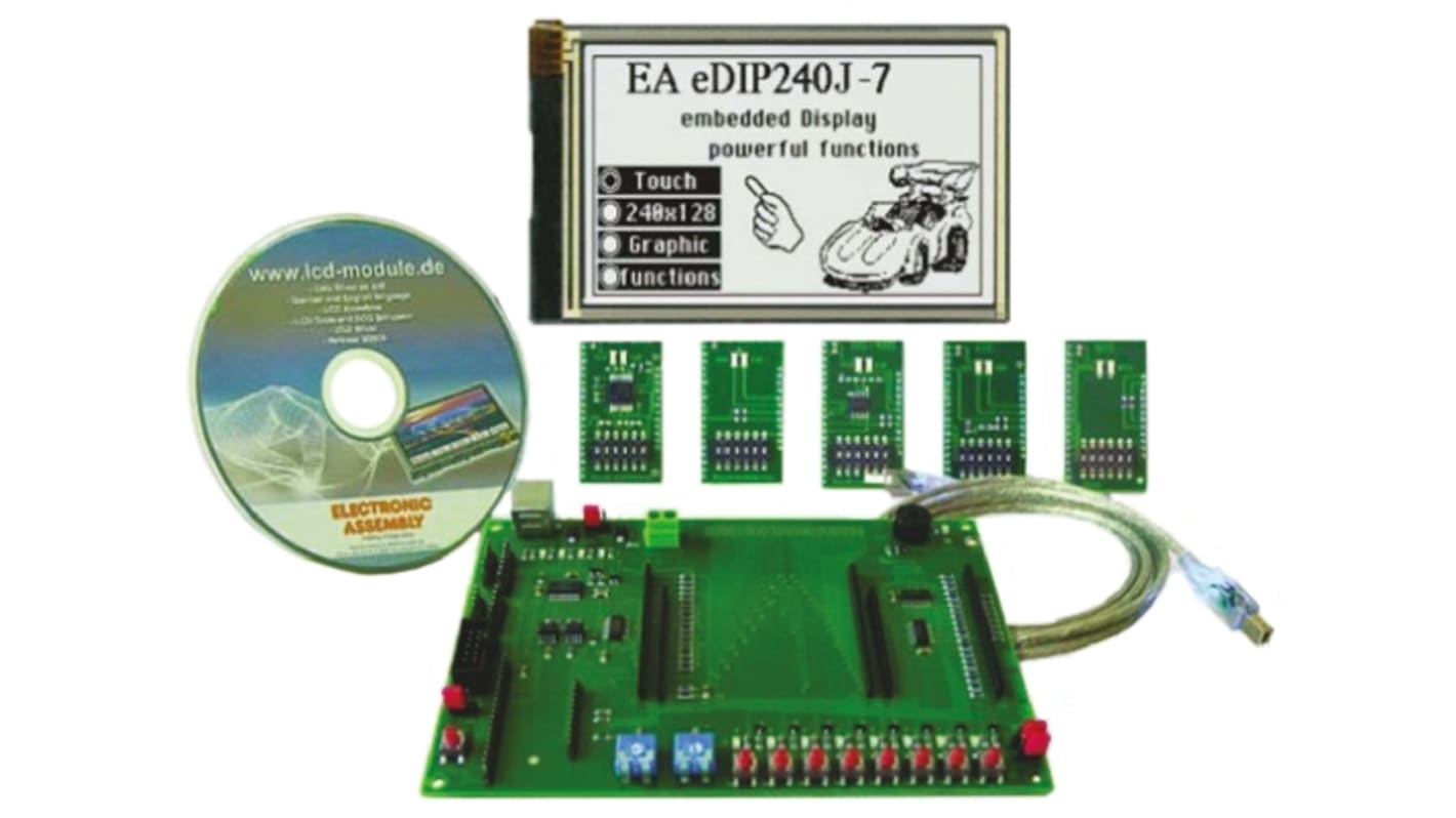 Display Visions EA EVALEDIP240B, eDIP-series LCD Display Starter Kit With Display 240x128 dots, blue/white negative