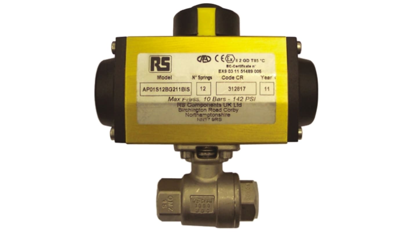 RS PRO Ball type Pneumatic Actuated Valve, BSP 2in, 1000 psi