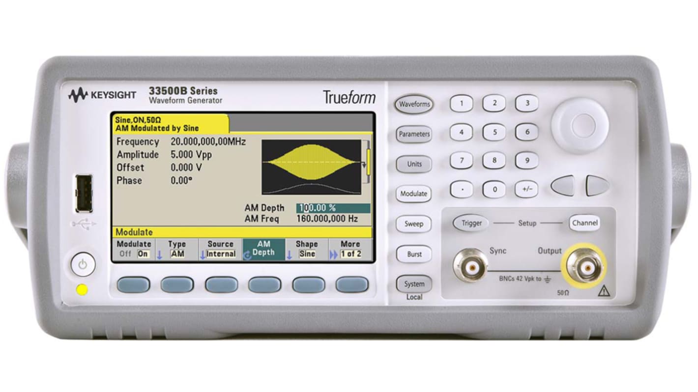 Keysight Technologies 33511B Function Generator, 1μHz Min, 20MHz Max, FM Modulation, Variable Sweep - With RS