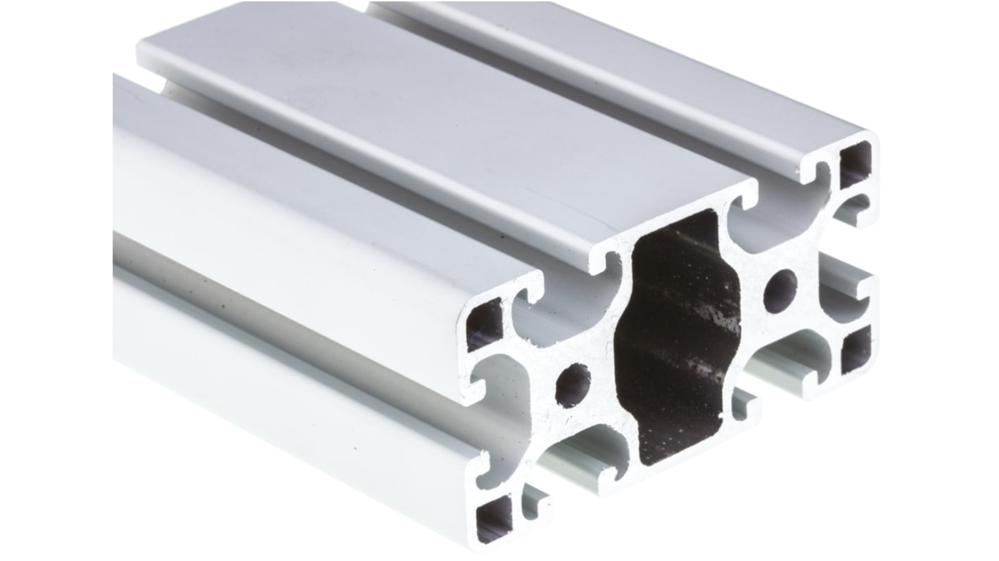 RS PRO Silver Aluminium Profile Strut, 40 x 80 mm, 8mm Groove, 3000mm Length