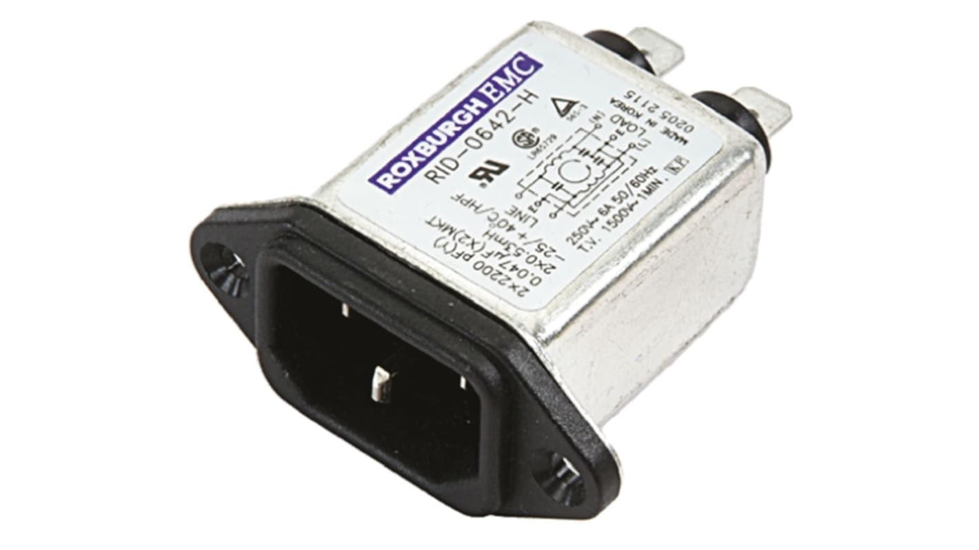 Deltron IECフィルタ, 10A 250 V ac/dc パネルマウント