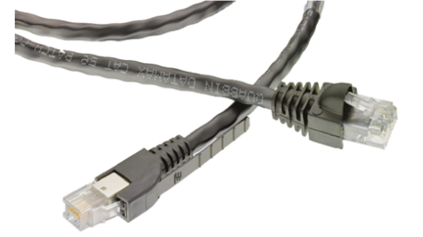 TE Connectivity Cat5e Male RJ45 to Male RJ45 Ethernet Cable, U/UTP, Black, 0.5m