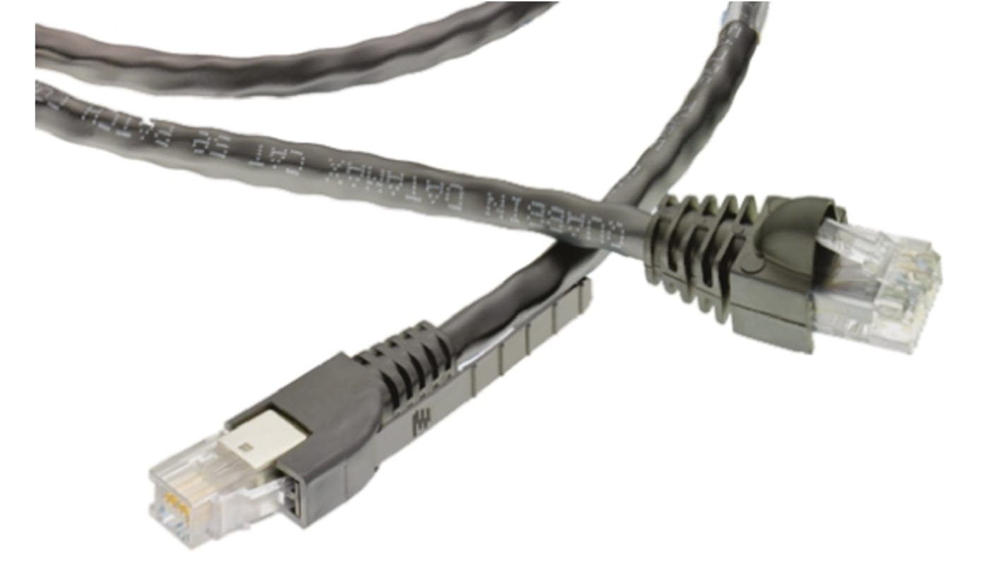 Cable Ethernet Cat5e F/UTP TE Connectivity de color Negro, long. 2m, funda de LSZH, Libre de halógenos y bajo nivel de