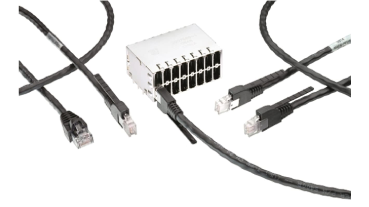 Cable Ethernet Cat5e F/UTP TE Connectivity de color Negro, long. 250mm, funda de LSZH, Libre de halógenos y bajo nivel