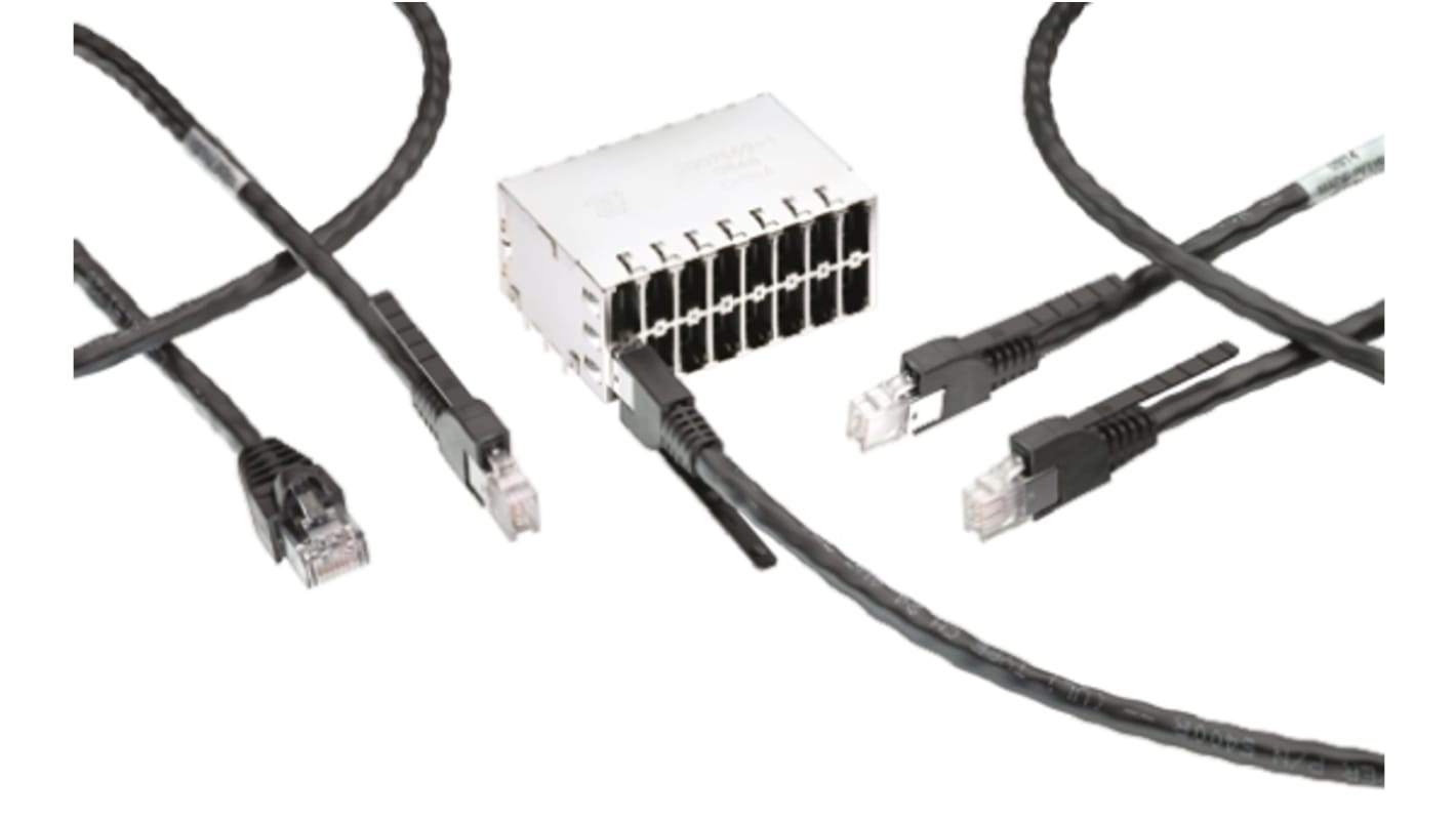 Cable Ethernet Cat5e F/UTP TE Connectivity de color Negro, long. 0.5m, funda de LSZH, Libre de halógenos y bajo nivel