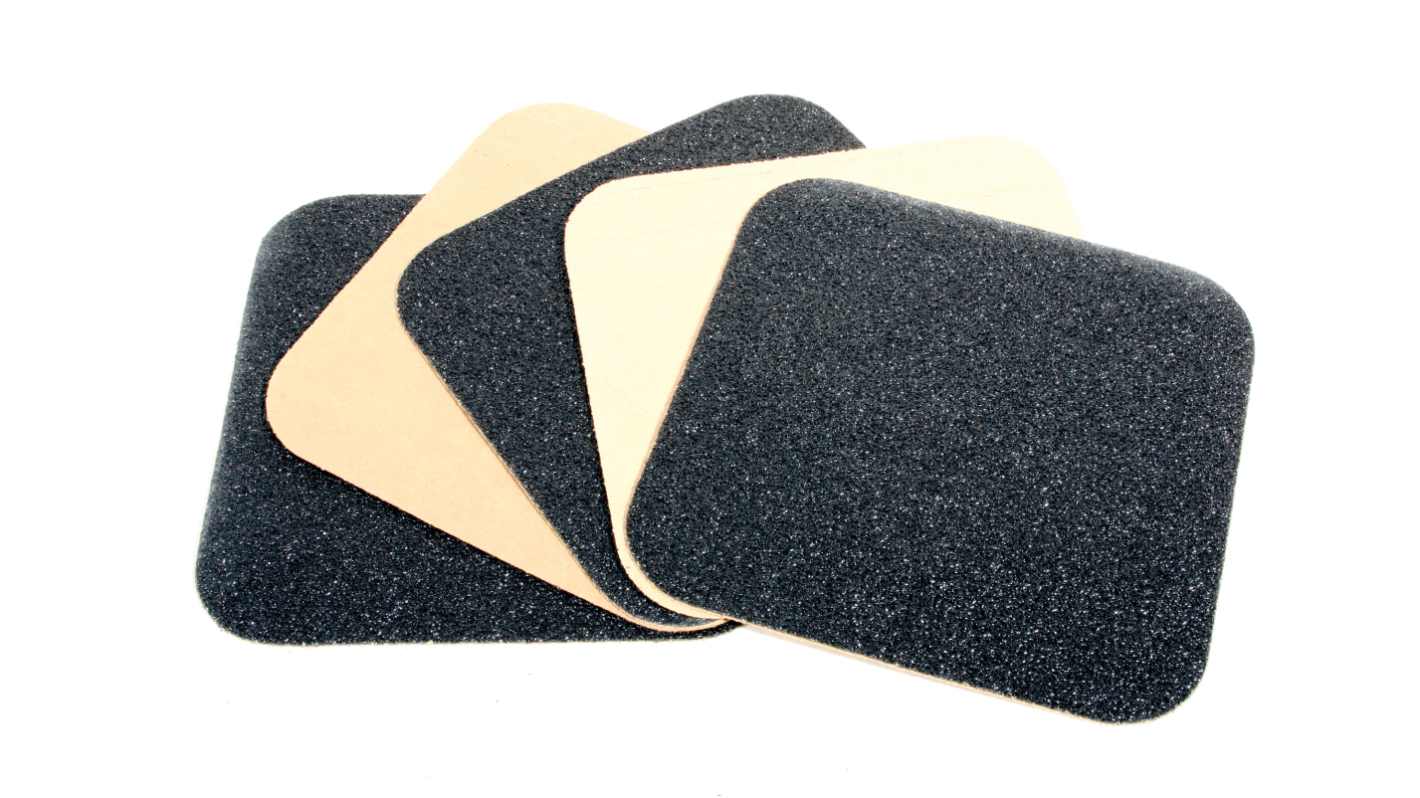 RS PRO Black Anti-slip Tile Abrasive Grit Anti-Slip Tile, Grit Finish 140mm x 140mm x 1.05mm