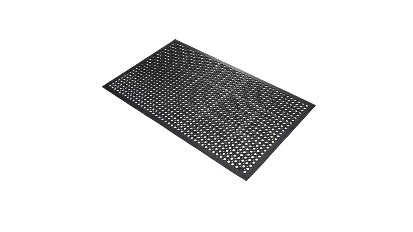 RS PRO Schwarz Anti-Ermüdungsmatte Antirutsch Gummi Löcher Trocken, Feucht, Einzelne, 1500mm x 900mm x 14mm