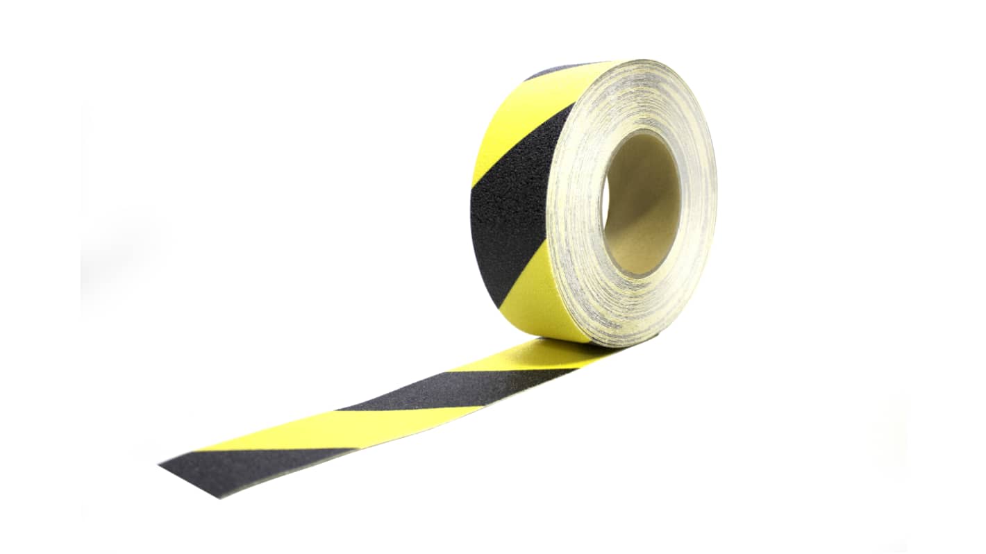 Taśma ostrzegawcza szerokość 50mm Czarny/żółty Taśma ostrzegawcza RS PRO +60°C Polietylen grubość 1.05mm