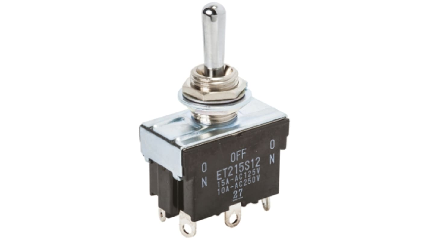Copal Electronics Toggle Switch, Panel Mount, On-Off-On, DPDT, Solder Terminal