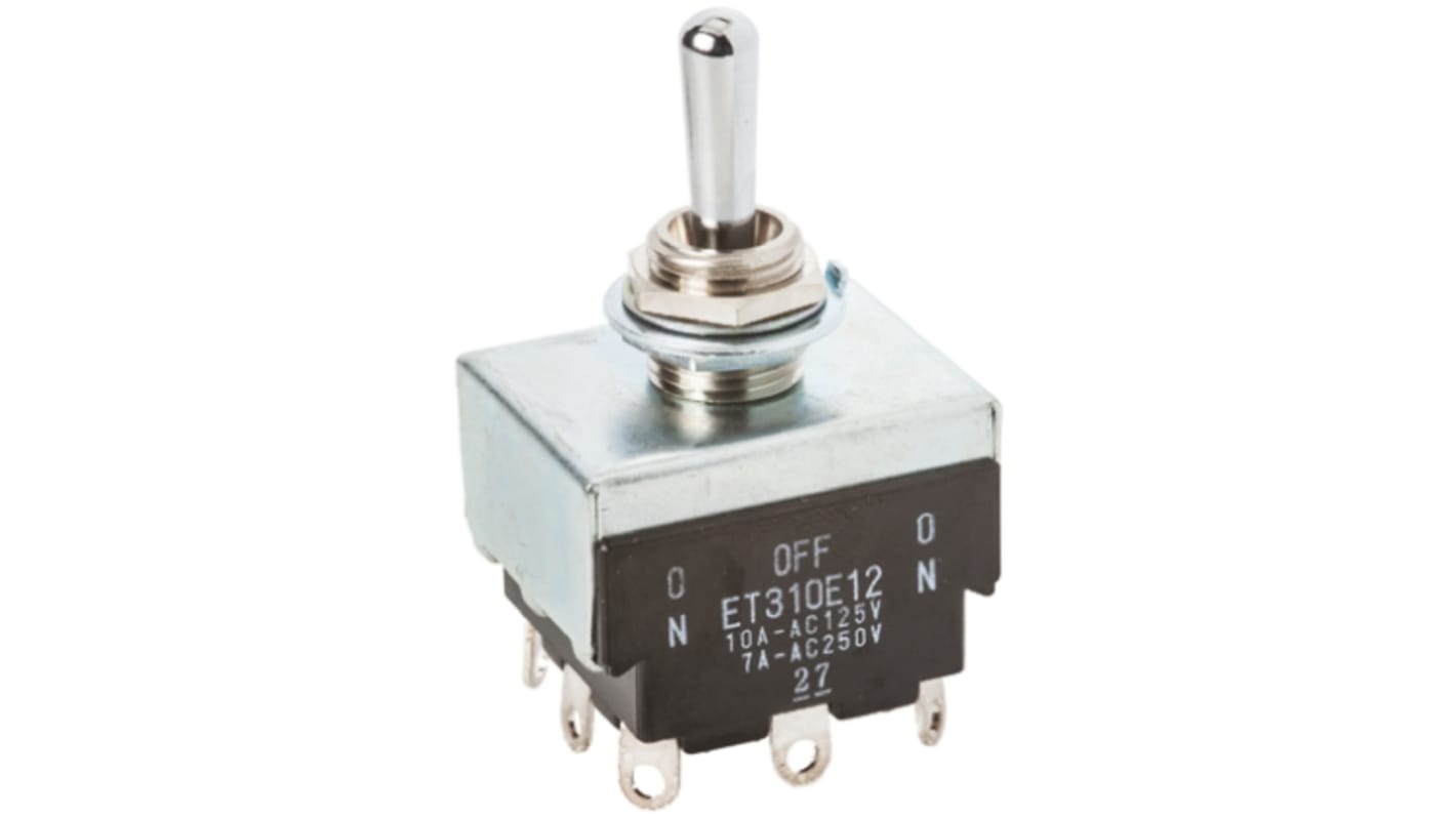 Nidec Components トグルスイッチ, 3PDT, パネルマウント, On-Off-On, ET310E12-Z | RS Nidec Components トグルスイッチ, 3PDT, パネルマウント, On-Off-On, ET310E12-Z | RS