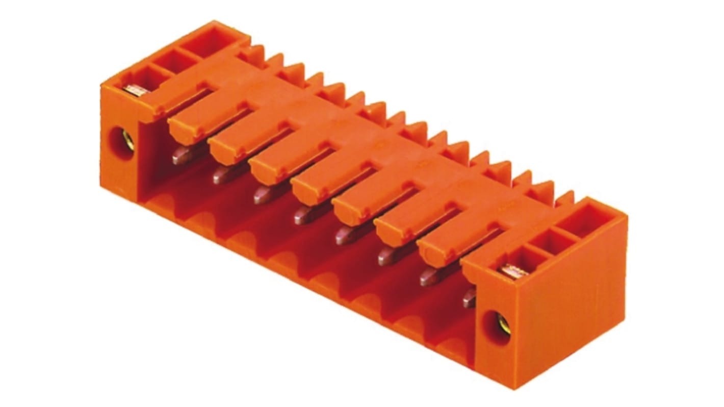 Weidmuller 3.5mm Pitch 4 Way Right Angle Pluggable Terminal Block, Header, Through Hole, Solder Termination