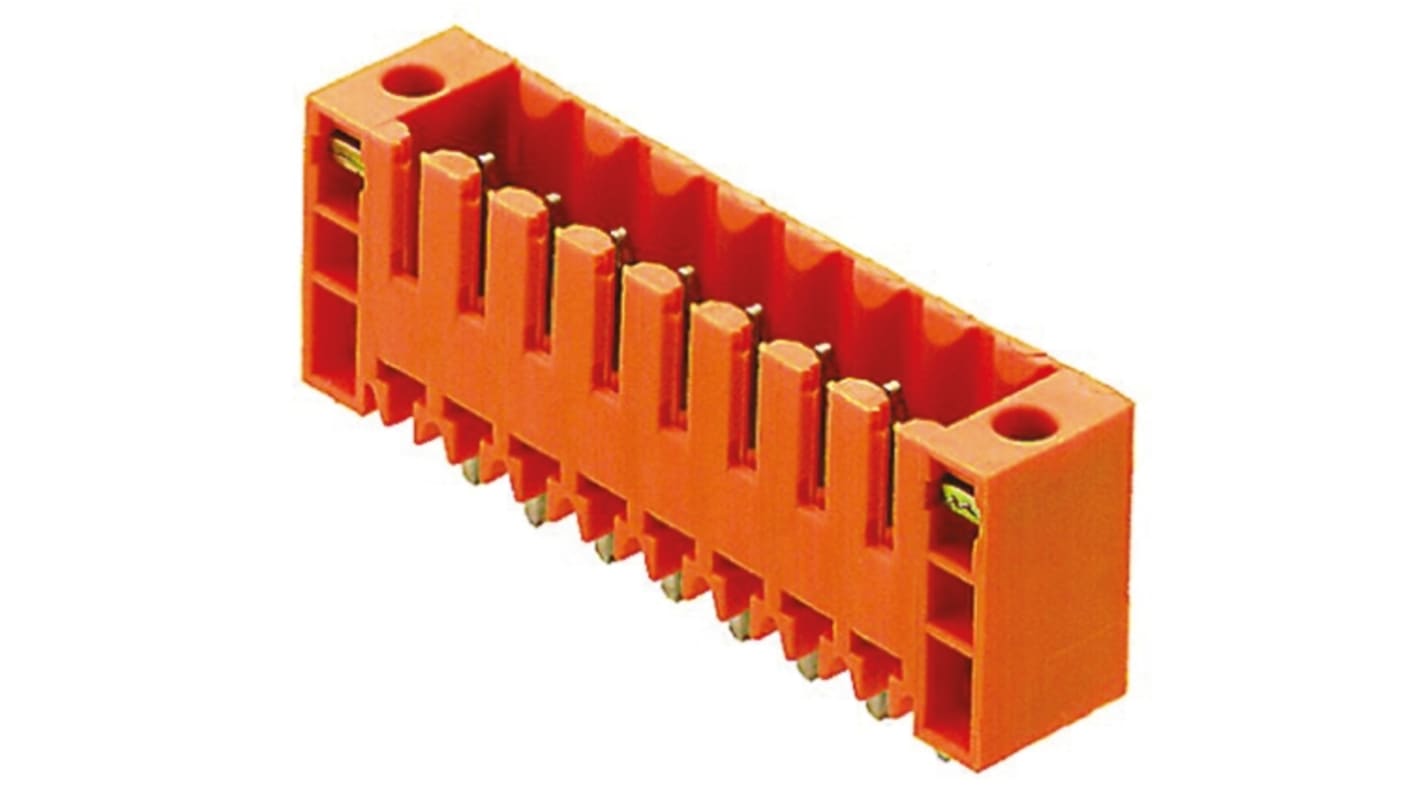 Weidmuller 3.5mm Pitch 6 Way Pluggable Terminal Block, Header, Through Hole, Solder Termination