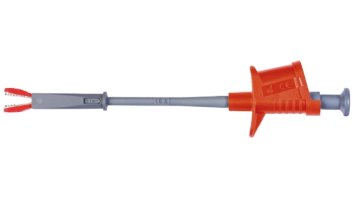 Schutzinger Red Grabber Clip with Crocodile Jaws, 6A, 1kV, 4mm Socket