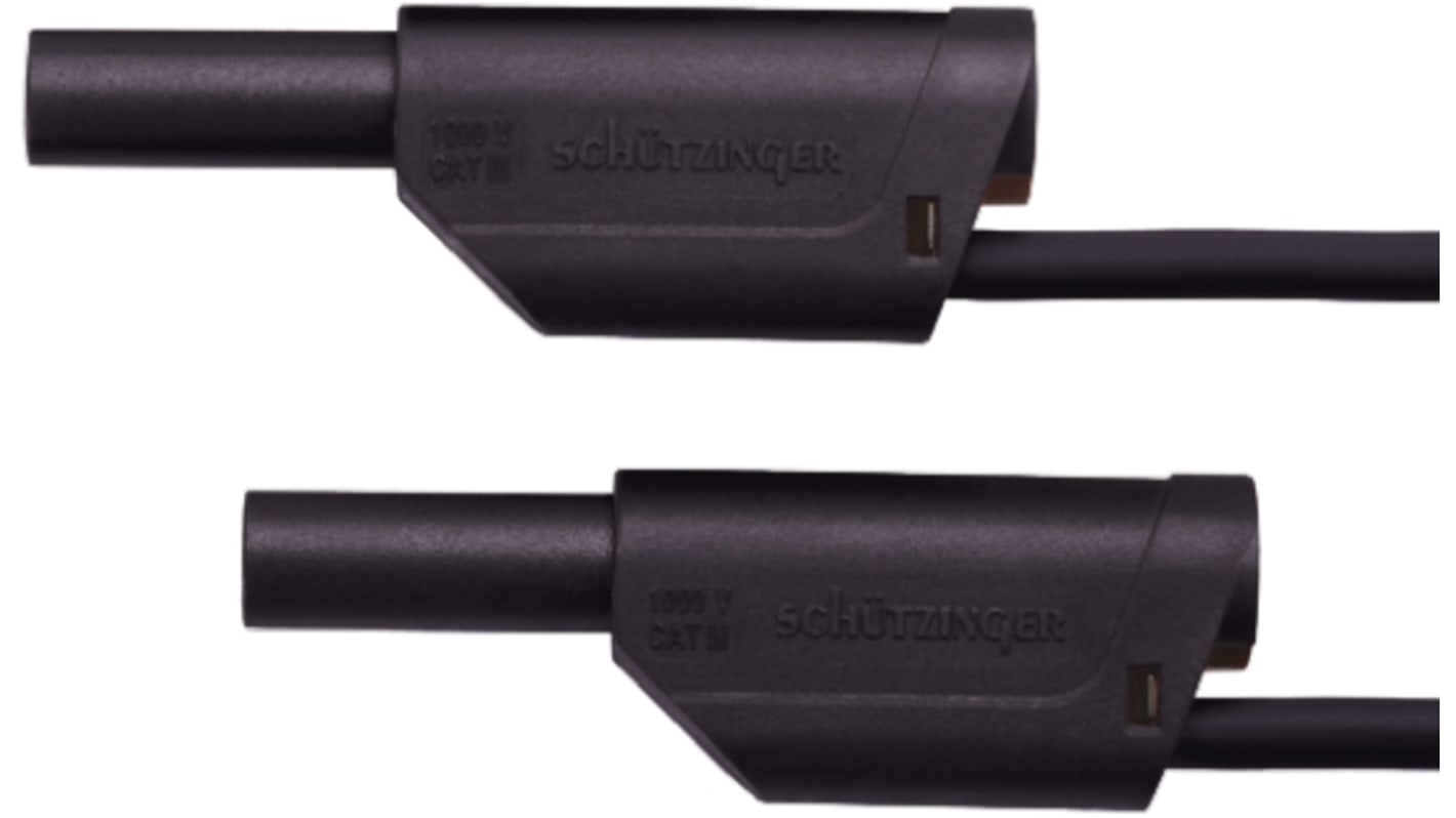 Schutzinger Messleitung 4mm Stecker / Stecker, Schwarz PVC-isoliert 2m, 1kV / 32A CAT III 1000V