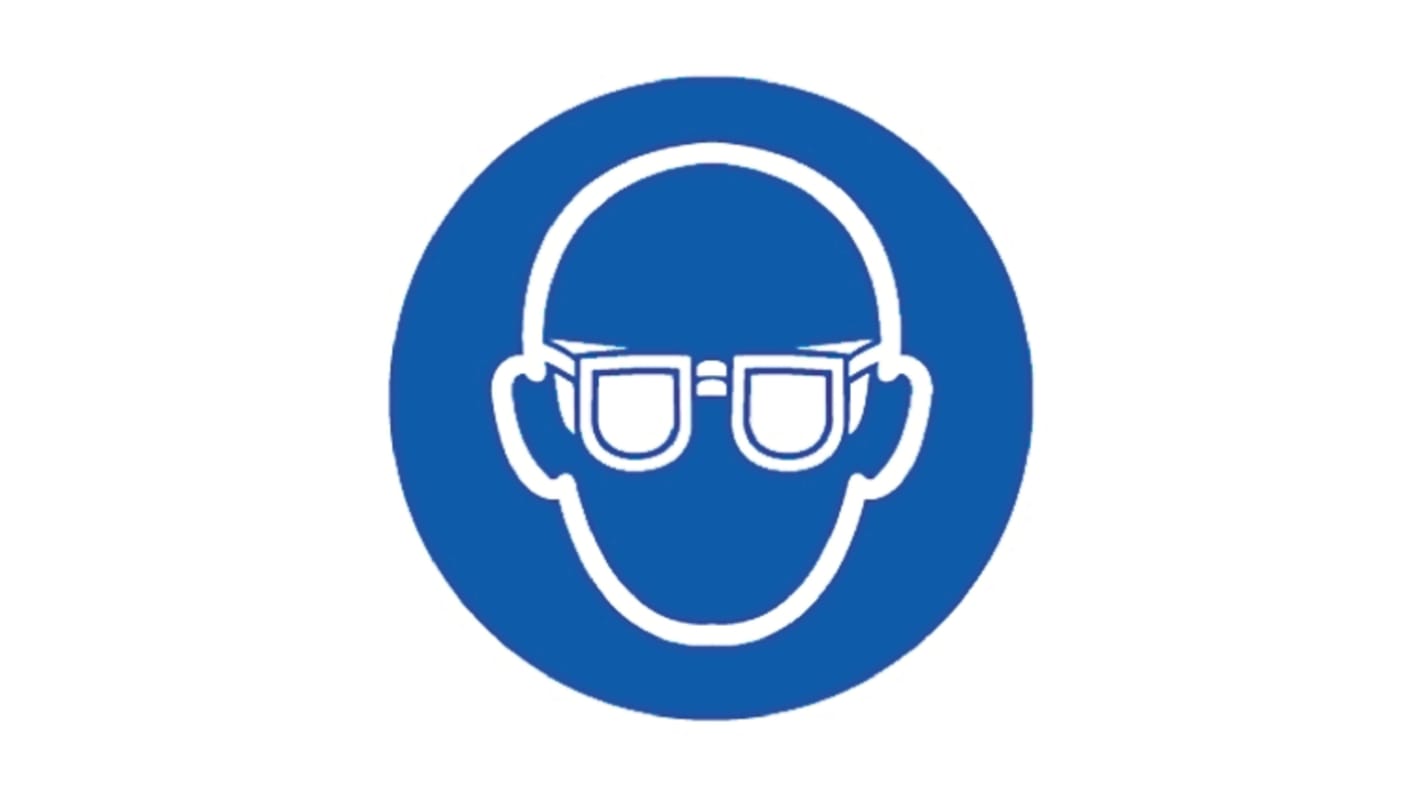 RS PRO Vinyl Mandatory Eye Protection Sign With Pictogram Only Text, 150 x 150mm