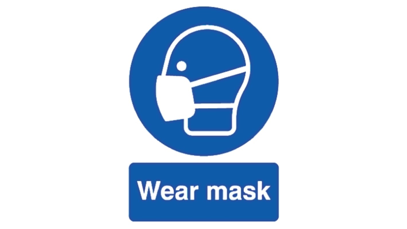 RS PRO PP Rigid Plastic Mandatory Mask Sign With English Text