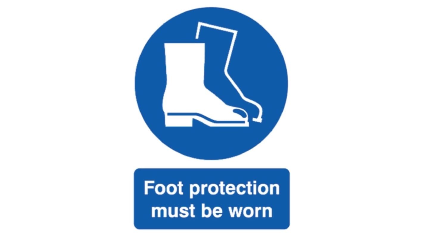 RS PRO PP Rigid Plastic Mandatory Foot Protection Sign With English Text