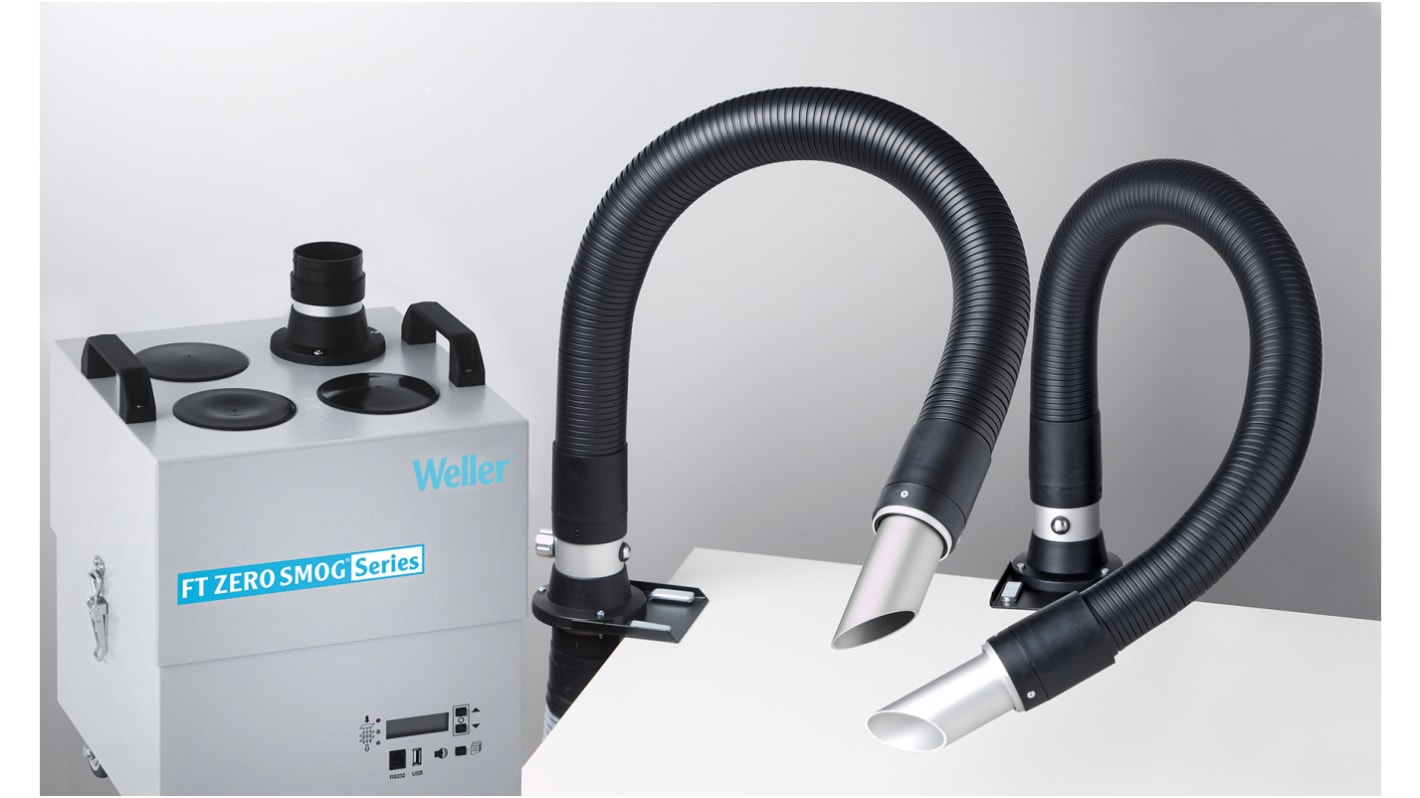 Weller Zero Smog 4V kit 2 Nozzle, 230V ac Soldering Iron Fume Extraction Assembly, Fine Dust Filter F7; HEPA Filter H13