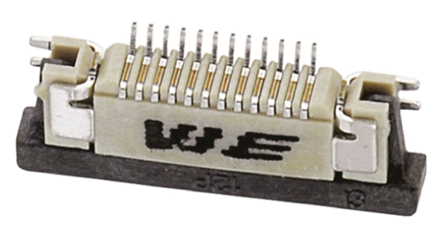 Wurth Elektronik FPC连接器, 30p, 0.5mm间距, 单排, SMT安装, 直向, 500mA, 50 V, 687系列