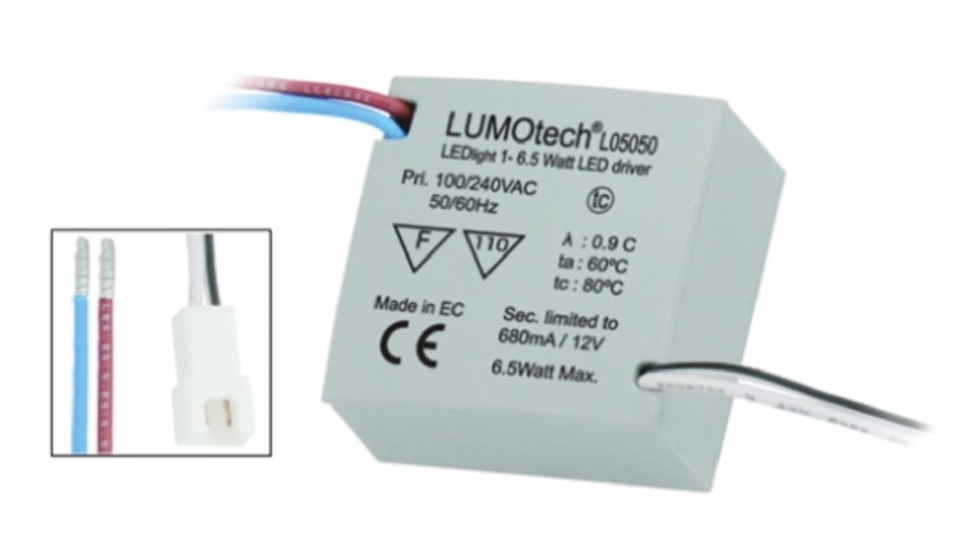 Lumotech LED Driver, 1 → 12V Output, 6.5W Output, 680mA Output, Constant Current