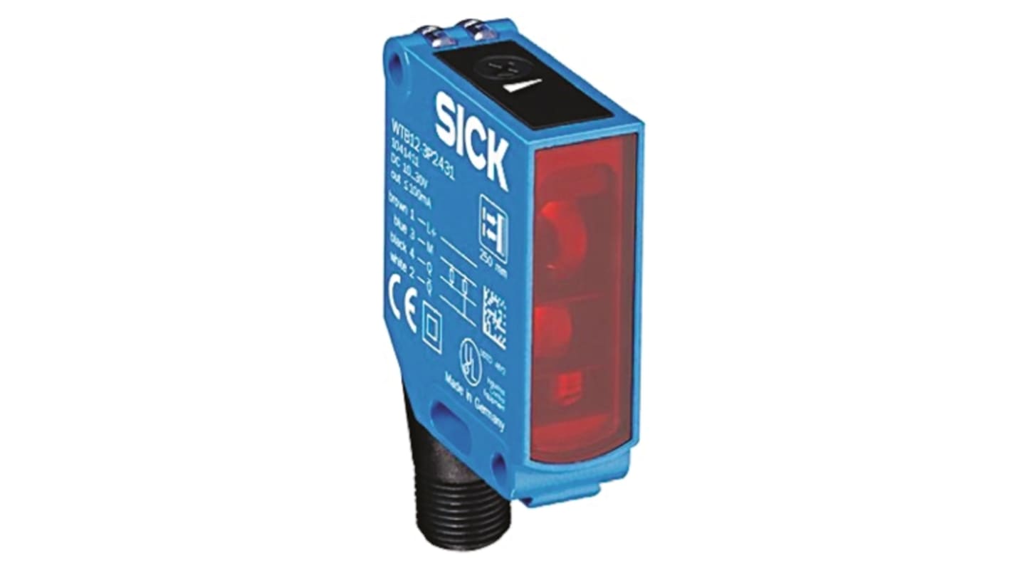 Rs-Online Sensore fotoelettrico Rettangolare SICK a soppressione di sfondo rilevamento 20 mm → 350 mm uscita PNP