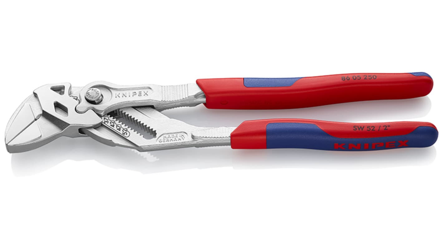 Knipex Plier Wrench, 250 mm Overall, Angled, Bent, Flat, Straight Tip