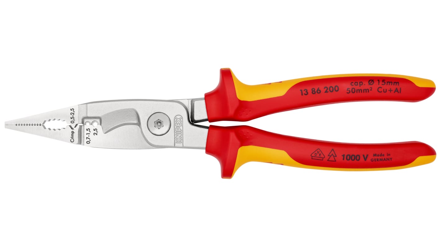 Knipex Combination Pliers, 200 mm Overall, Straight Tip, VDE/1000V