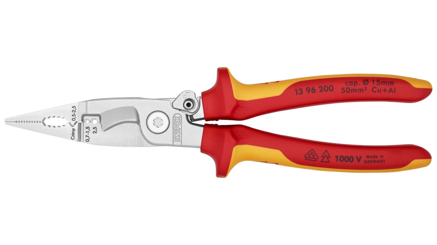 Knipex Combination Pliers, 200 mm Overall, Straight Tip, VDE/1000V